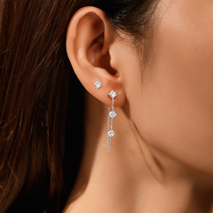 CANNER Vente en gros de bijoux minimalistes en argent sterling 925, design asymétrique, zircone cubique 5A, boucles d'oreilles longues à pampilles pour femmes - Product Image 5