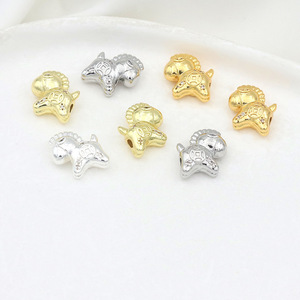 Cuentas espaciadoras de caballo del zodíaco, chapadas en oro de 18k y plata sobre cobre, accesorios de joyería para pulseras y collares DIY - Product Image 1