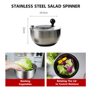 Grande capacità in acciaio inox Design rapido a secco manuale <span class=keywords><strong>insalata</strong></span> frutta disidratato filatore a mano pressa per <span class=keywords><strong>insalata</strong></span> centrifuga per verdure - Product Image 2