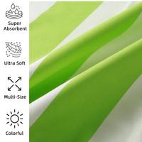 Serviette de plage en microfibre rayée bleu-vert, anti-sable, séchage rapide, légère, pour piscine et voyage, avec sac pour les vacances
