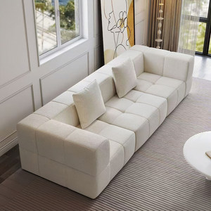 Set di Divani Moderni Professionali in Stile Nordico, Boucle <span class=keywords><strong>Beige</strong></span> a Bolle, 3-4 Posti, Divano Resistente per Soggiorno, <span class=keywords><strong>Arredamento</strong></span> d'Interni - Product Image 4