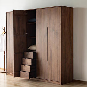 Armario Independiente de Madera Maciza con Barra para Colgar, Amplios Cajones de Almacenamiento, Estructura de Madera Resistente para Habitaciones Residenciales - Product Image 6