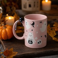 Tasse en céramique rose d'Halloween personnalisable avec logo Cadeau de haute qualité pour les occasions d'affaires Acceptable