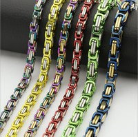 Byzantine lien chaîne en acier inoxydable collier pour hommes femmes garçon gros motard Style bijoux fête d'anniversaire cadeau