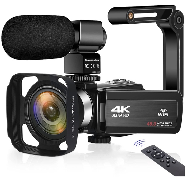 4K High-Definition Digital Camera with 10x-20x Optical Zoom MicroSD CMOS Sensor Touch Screen and Microphone