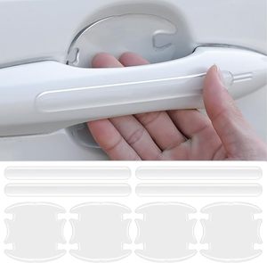 Film pelindung gagang pintu mobil, Set 8 stiker pelindung goresan berperekat Universal transparan untuk pegangan tersembunyi - Product Image 1