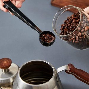 Sac alimentaire multifonctionnel en acier inoxydable, avec Clip pour la bouche, cuillère à lait en poudre, mesure des grains de café, 1 pièce