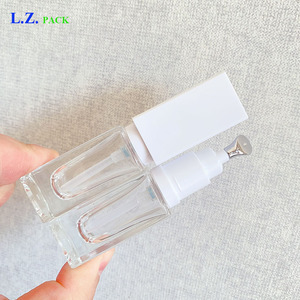 LZ Pack Vente flash Flacon d'huile à lèvres en verre transparent carré de 6 ml, étiquette privée personnalisée, huile essentielle blanche, <span class=keywords><strong>embout</strong></span> métallique, <span class=keywords><strong>tube</strong></span> de brillant à lèvres - Product Image 6