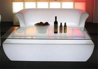 Mesa de Bar larga de cristal con iluminación LED moderna que cambia de color, ampliamente utilizada en bares, discotecas KTV y bares caseros hechos de plástico