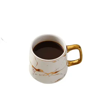 Sang Trọng Bằng Đá Cẩm Thạch Trà Espresso Với Vàng Xử Lý Gốm Cốc Cà Phê Phong Cách Bắc Âu Cốc Sữa