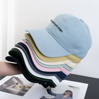 Gorra de béisbol de marca Unisex Color sólido Sombrero de algodón informal, 6 paneles sin estructurar Logotipo bordado personalizado Sombreros de papá