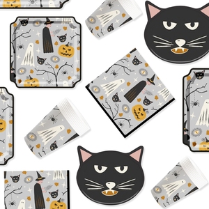 DAMAI Halloween Party Supplies Halloween Paper Plates Cups Napkins Party Disposable Tableware Set Birthday Favor for 8 Guests - Product Image 5