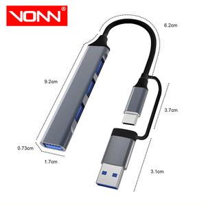 Tốc Độ Cao USB3.<span class=keywords><strong>0</strong></span> USB2.<span class=keywords><strong>0</strong></span> TYPE-C <span class=keywords><strong>2</strong></span> in1 <span class=keywords><strong>USB</strong></span> Dual-Đầu 4 Cổng Hub Hợp Kim Nhôm Docking Station Chuyển Đổi - Product Image 1