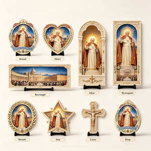 Targa Personalizzata in Resina di San Giovanni Paolo II, Stemma Papale Vaticano in Rilievo 3D con Stampa UV, Regalo Religioso Cattolico - Product Image 1
