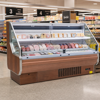 Vitrine Réfrigérée Commerciale Double Couche pour Viande Fraîche, Refroidissement par Air, Vitrine en Verre, Température Unique, Comptoir pour Boucherie