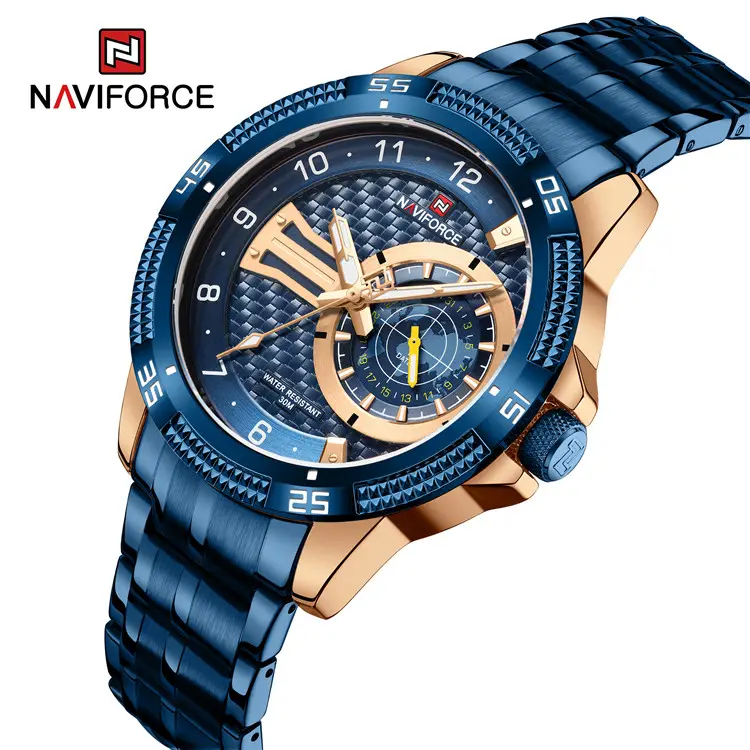 NAVIFORCE Men Watch 9206 Japan Movement Quartz Multi-function Stainless Steel Man Wristwatch 30m Waterproof Luminous Watches