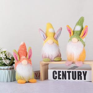 Easter Bunny Gnome Figurines Pastel Colors Bunny Ear Accents Festive Spring Decorations for Home Presents - Product Image 2
