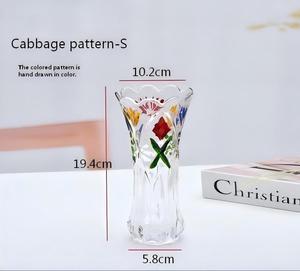 Jarrón de <span class=keywords><strong>Cristal</strong></span> Moderno Pintado a Mano, Jarrón de Flores de <span class=keywords><strong>Cristal</strong></span> Transparente y Duradero <span class=keywords><strong>para</strong></span> Decoración de Mesa de Salón u Hotel - Product Image 4