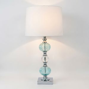 Modern Table <b>Lamps</b> Set of Stacked Crystal <b>Ball</b> Silver White Drum Shade for Living Room Family Bedroom Bedside - Product Image 6