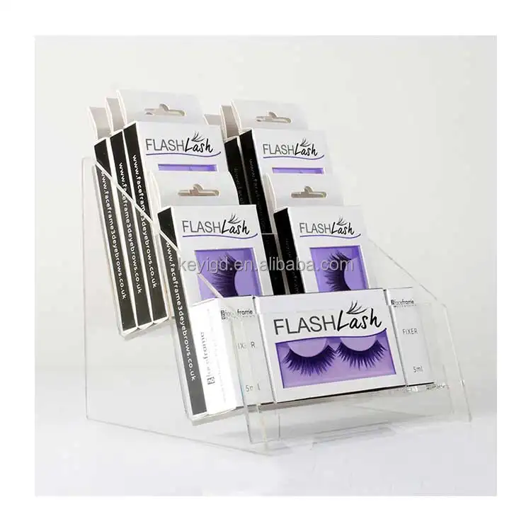 Custom Cosmetica Winkel Aanrecht Clear Acryl Lash Stand Retail Wimper Display Houder