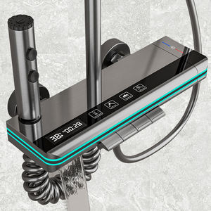 Système de douche thermostatique gris canon à touches de <span class=keywords><strong>piano</strong></span>, ensemble de douche apparent contemporain, robinets mélangeurs pour salle de bain - Product Image 5
