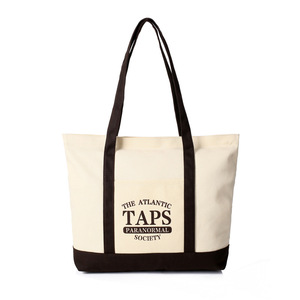 Sac fourre-tout en toile de coton noir écologique réutilisable avec poche zippée, personnalisable avec logo, petit MOQ, vente en gros - Product Image 4