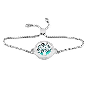 Women's Adjustable Healing Bracelet Stainless Steel Aroma Tree of Life Perfume Aromatherapy Essential Oil Diffuser Bracelet - Product Image 1