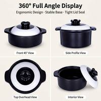 Casserole en céramique antiadhésive durable et écologique de 1,2 L, 23 cm, design panda noir et blanc, avec couvercle en céramique pour cuisinière à induction