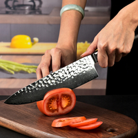 Ensemble de couteaux de chef Damas en acier VG10, lames martelées avec design artisanal et manche en bois d'ébène, couteaux de cuisine écologiques