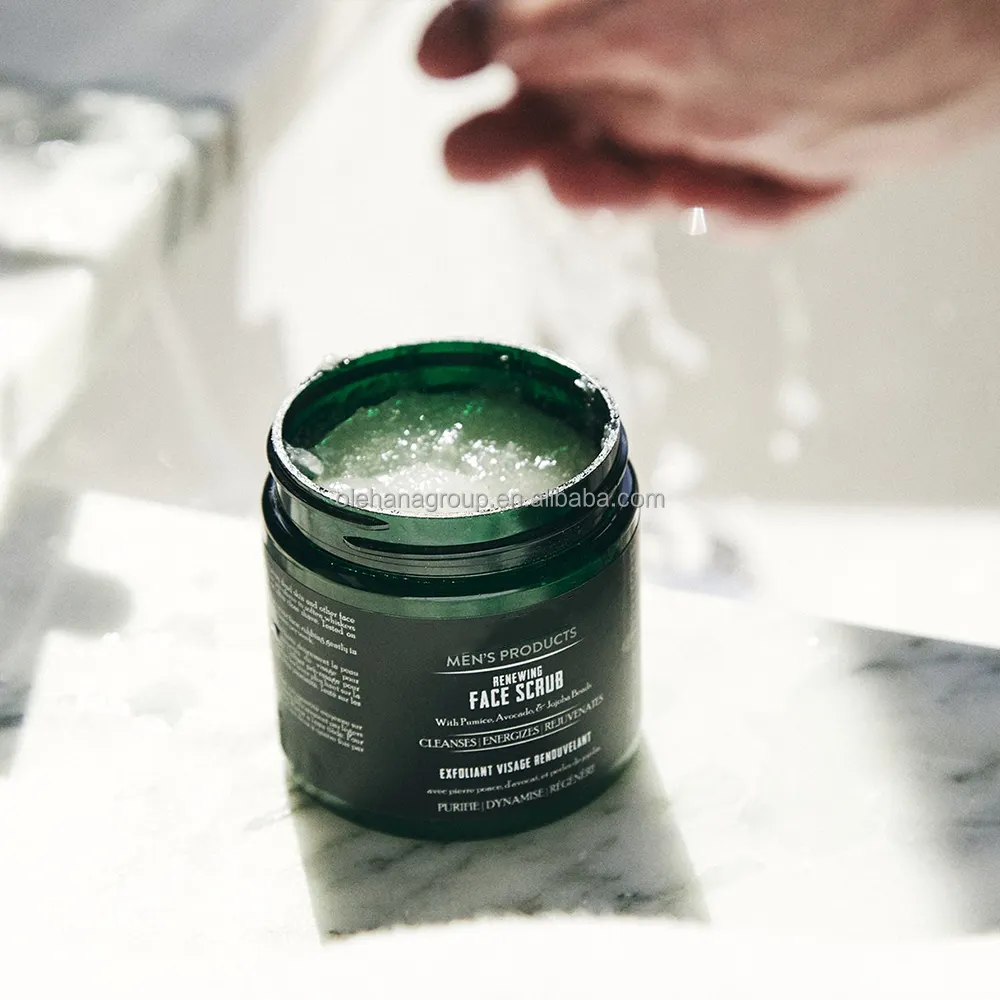 Vegan Men's Skincare Natural Organic Face Cleanser Moisturizing Brightening Deep Exfoliating Facial Scrub