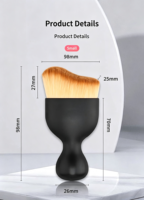 Kuas Kontur Kepala Gelombang Gagang Hitam Bulu Coklat Gradasi Rambut Sintetis Kuas Makeup Wajah Tunggal untuk Concealer