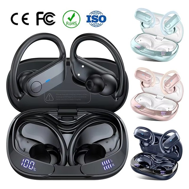 IPX7 Fully Waterproof Open Ear Bluetooth Earphones 7 Hours Call Long Standby Gym Running Headphones