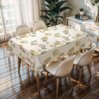 Nappe rectangulaire en PVC RNPT, motif plantes vertes, toile cirée blanche, durable, lavable, pour jardin, terrasse, nappe en PEVA
