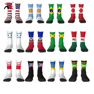 Custom National Flag Cotton Middle Calf Crew Athletic Socks Flag Sport Socks for 2026 Football Fans Gift