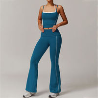 Nouvelle collection FH : Ensemble de sport pour femme – Débardeur anti-choc, short gainant push-up avec poches et leggings évasés pour fitness, gym et yoga
