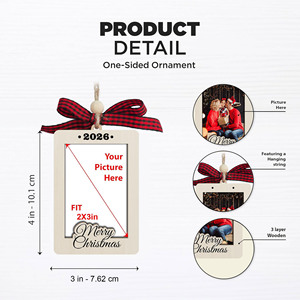 Cadre d'ornement de <span class=keywords><strong>Noël</strong></span> en bois personnalisé vintage, souvenir suspendu unique pour couples, mamans, papas, nouveau-nés, filles et garçons - Product Image 3