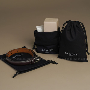 PandaSew Custom Logo Black Cotton Canvas Drawstring <b>Bag</b> Gift Jewelry Pouch <b>Packaging</b> <b>Bags</b> Perfume Clothing Dust <b>Bag</b> - Product Image 6