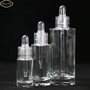 cosmetische etherische olie fles container Suppliers-100Ml Cilinder Clear Parfum Glazen Fles Parfum Met Glazen Pipet Voor Haar Olie Gebruikt