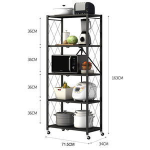 折りたたみ式キッチン収納棚キッチン用品電子レンジラック2/3/4/5層可動式整理棚 - Product Image 2