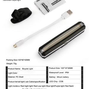 Juego de Luces LED Recargables e Impermeables para Bicicleta, Ideales para Actividades al Aire Libre, Luz Trasera de Advertencia - Product Image 3