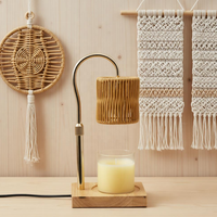 Lampe chauffe-bougie électrique écologique en rotin fait main, lampe à parfum, bougies parfumées, base en bois pour fondre la cire, multi-prises, pour la maison, certifiée ETL