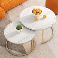 Ensemble de tables basses en marbre et métal de style nordique, design moderne pour salon, table de canapé, petite table ronde