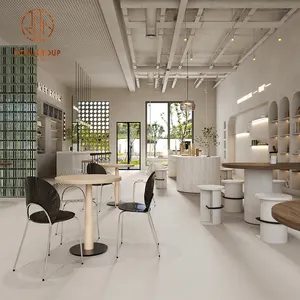 हल्के लक्जरी वाणिज्यिक होटल कॉफी शॉप रेस्तरां फर्नीचर कस्टम लकड़ी के रेस्तरां टेबल और कुर्सियाँ