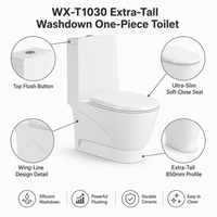 WC monobloc en céramique le plus vendu avec design en forme d'aile et abattant à fermeture douce pour salle de bain moderne – Articles sanitaires