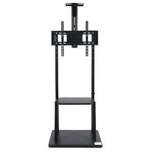 Spcc Materiaal Zwart Mobiele Tv Kar Groothandel Bamboe Monitor Riser Stand Monitor Stand 40Inch Babyfoon Stand Houder