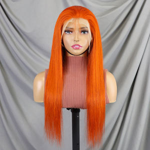 Perruques en cheveux humains à 200 % de densité, 10-30 pouces # Perruques Lace Front 350 Orange Lisses Comme des Baguettes 13x4 avec Dentelle Transparente – Perruque Cheveux Raides - Product Image 3