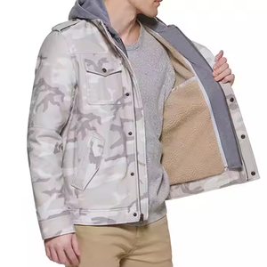 Wholesale Full <b>Zip</b> <b>up</b> <b>Jacket</b> for Men Sherpa Lined Hooded Trucker <b>Jacket</b> Lightweight Comfortable Fashion Outfit Men's Apparel - Product Image 5