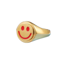 Embrassez la vie avec un sourire-Bague Smiley créative en or jaune 10 carats, en or rose ou en platine pour hommes et femmes