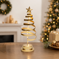 Sapin de Noël en métal pré-éclairé de qualité supérieure, écologique, avec lumières LED blanc chaud et base de support pour une utilisation en intérieur
