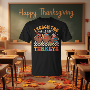 Camiseta de otoño para profesores con estampado de los pequeños y adorables pollitos de la turquía - Product Image 3